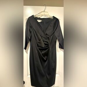Kay Unger Black Satin Sheath Dress Size 12